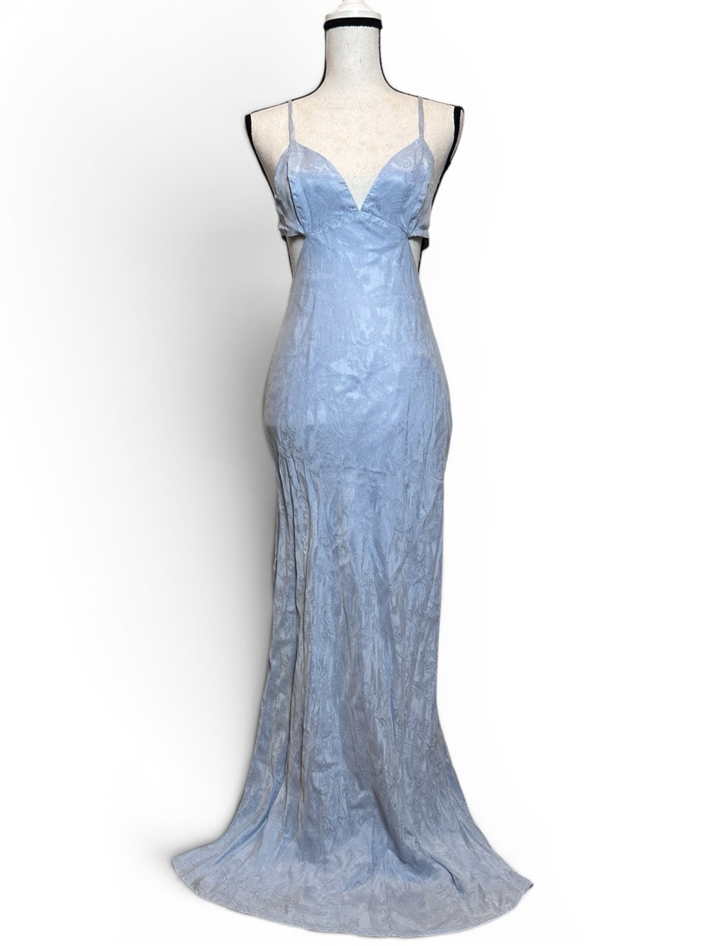 Light Blue Jacquard Cut Out Maxi Dress